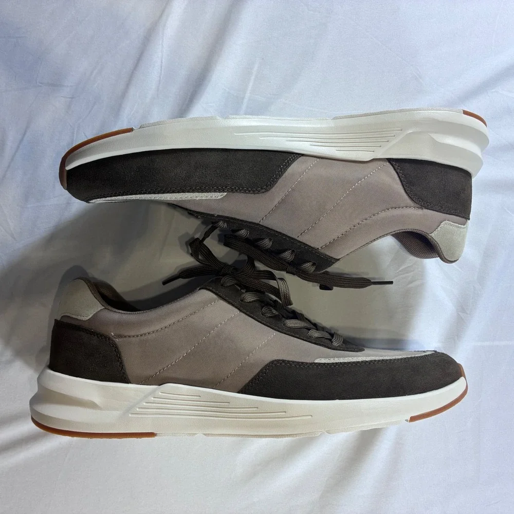 Peter Millar Apollo Sneakers Mens 13 Brown Tan Leather Fabric MF25EF31 Low Top